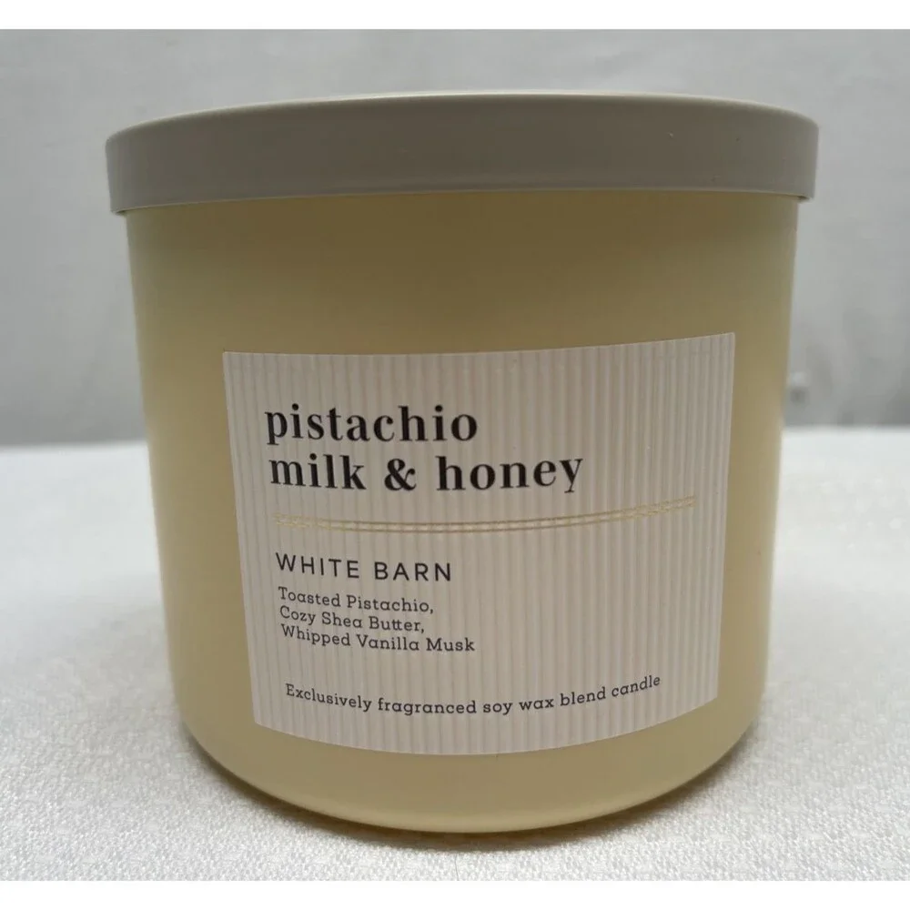 NEW White Barn PISTACHIO MILK & HONEY Large 3-Wick CANDLE 14.5 oz.